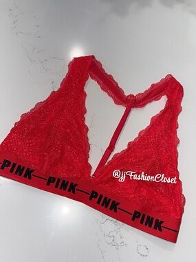 PINK Victoria's Secret Lace Bralette in Red - Women's Intimates